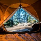 Fire Ring Campground. Dusk navy campground hero.